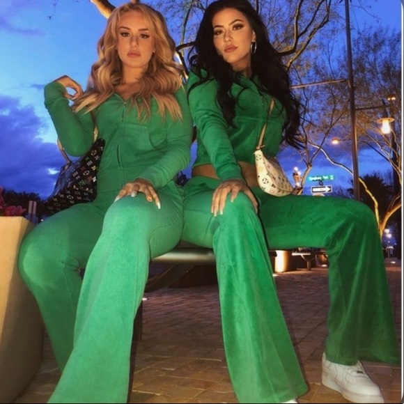 Vintage Juicy Couture Y2K Apple Green Leather shoulder bag baguette purse charms - Picture 3 of 15